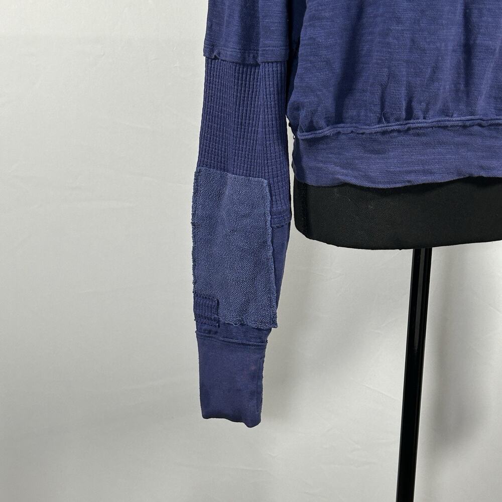 Distressed Patchwork Relaxed Pullover Sweatshirt … - image 3